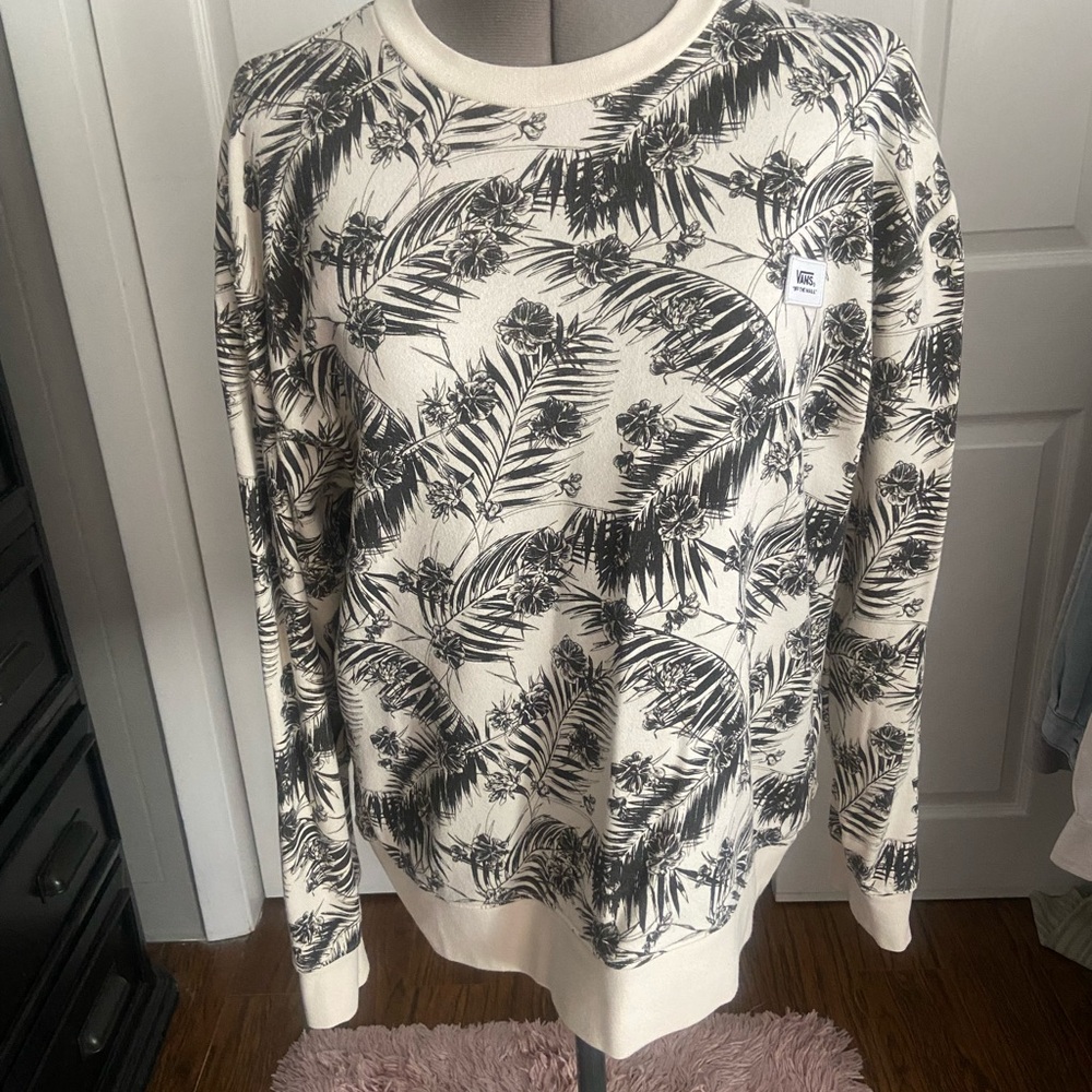 Vans Black and Cream Floral Sweatshirt